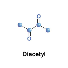 Canvas Print - Diacetyl, or butanedione is an organic compound. It is a liquid with an intensely buttery flavor. It is a vicinal diketone with the molecular formula C4H6O2