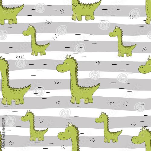 Naklejka na szybę Wektorowy wzór pattern z dinozaurami