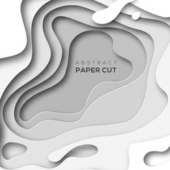 Wall Mural - background with white paper cut shapes