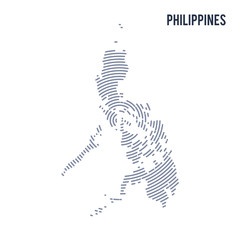 Vector abstract hatched map of Philippines with spiral lines isolated on a white background.