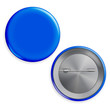 © PikePicture - Blank Blue Badge Vector. Circle Button Badge Set Front, Back Side.
