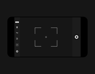 mobile camera interface template background. Screen of smartphone with camera interface. viewfinder display. Vector illustration