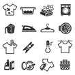 © Matsabe - laundry, monochrome icons set. Washing clothes, simple symbols collection