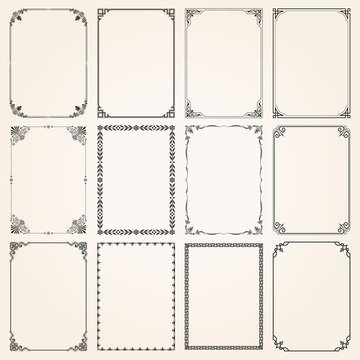 decorative frames and borders rectangle proportions set 5
