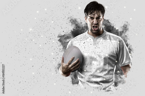 Zdjęcie XXL Rugby gracz wychodzi z wybuchu dymu.