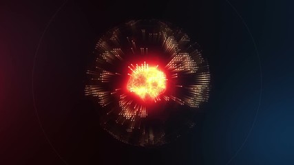 Wall Mural - 3d animation of the energy abstract molecule inside the planet earth