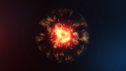 Wall Mural - 3d illustration of the energy abstract molecule inside the planet earth