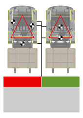 Forklift stability triangle. Safety tips. Plan view. Flat vector.