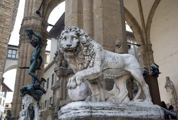 Lion statue in the Loggia della Signoria, Florence