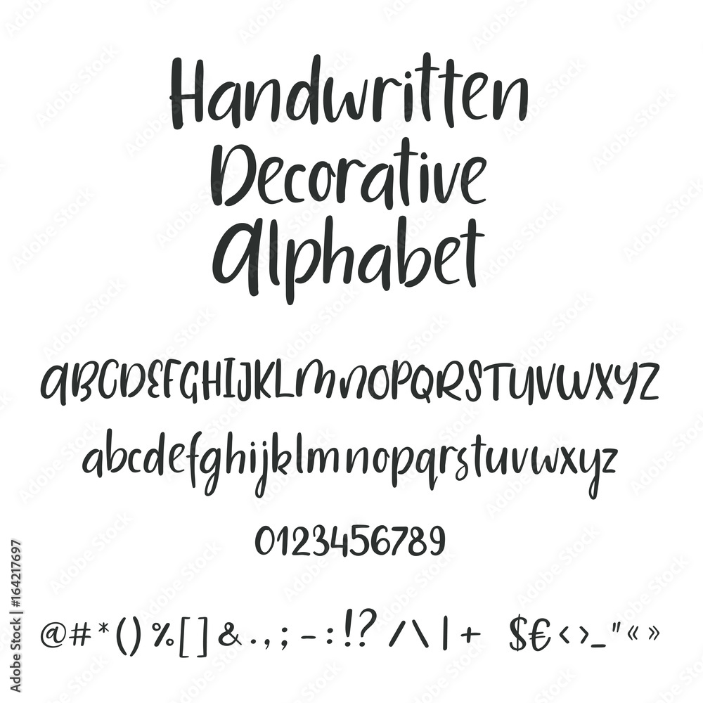 Hand drawn brush ink vector ABC upper and lower case letters set ...