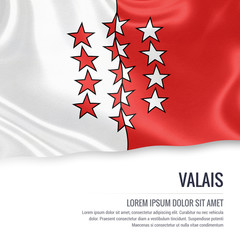 Wall Mural - Switzerland state Valais flag waving on an isolated white background. State name and the text area for your message. 3D illustration.