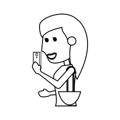 Poster - Young woman with smartphone cartoon