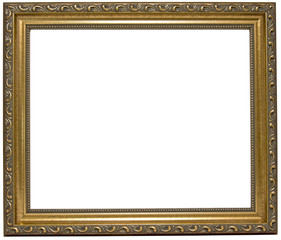 Wall Mural - Empty golden wood picture frame. Oooo...fancy. Copy space. Isolated.