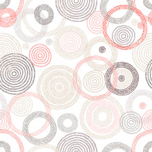 Cute Seamless Pattern. Pink And Gray Circles On A White Background. Handmade. Summer Print For Textiles.