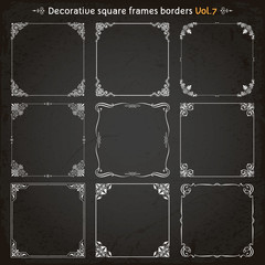 Canvas Print - decorative square frames and borders set 7 vector