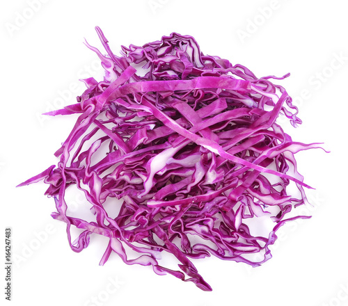 pile of cut red cabbage over white background Poster Mural XXL