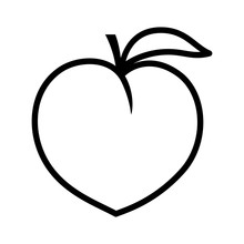 Peach Fruit Or Nectarine With Leaf Line Art Vector Icon For Food Apps And Websites