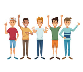 Poster - white background with colorful male group friendship