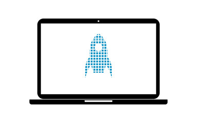 Sticker - Pixel Icon Laptop - Rakete