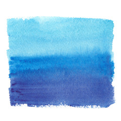 Wall Mural - Pale blue to dark blue square gradient painted in watercolor on clean white background