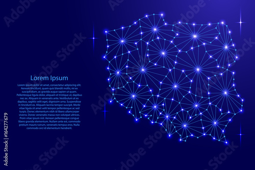 Fotomural Poland map of polygonal mosaic lines network, rays and space stars of vector illustration