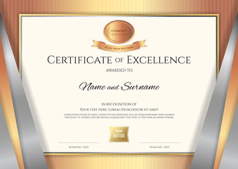 Luxury certificate template with elegant golden border frame, Diploma design for graduation or completion