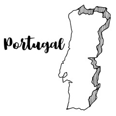 Sticker - Hand drawn of Portugal map, vector illustration