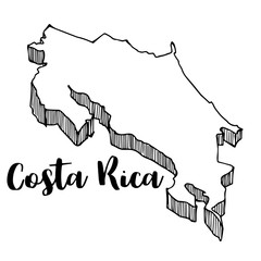 Wall Mural - Hand drawn of Costa Rica map, vector illustration