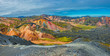 Panoramic view of colorful volcanic mountains Landmannalaugar in Iceland