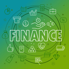 Poster - Finance concept. Different thin line icons included