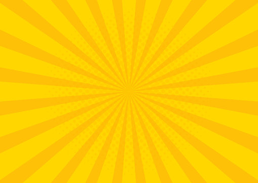 Wall Mural - Yellow Retro vintage style background with sun rays vector illustration