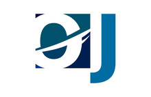 OJ Negative Space Square Swoosh Letter Logo