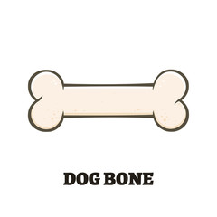 Wall Mural - Dog Bone Cartoon Drawing Simple Design. Illustration Isolated On White Background With Text Dog Bone