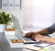 © lenetsnikolai - Young businesswoman working on a laptop