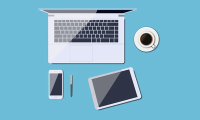 work desk vector illustration. morning activity. vector illustration, eps8. eps10