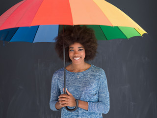 Poster - african american woman holding a colorful umbrella