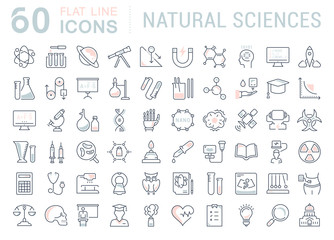 Set of Line icons of natural history