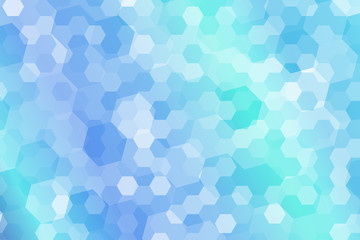 Hexagon shape abstract with light blue and light green gradient shading background.