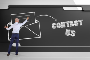 Wall Mural - Businessman drawing e-mail sketch on a board 3D rendering