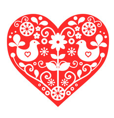 Wall Mural - Traditional Scandinavian folk heart vector 