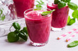 Beetroot smoothies in glass