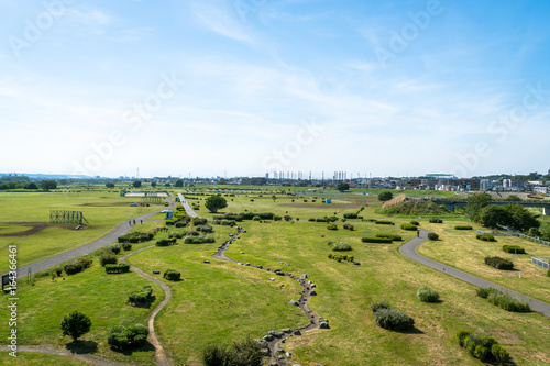 東京郊外の風景 多摩川二子橋公園１ Buy This Stock Photo And