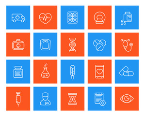 Canvas Print - medicine, healthcare linear icons