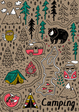 Summer Camp And National Park Seamless Pattern