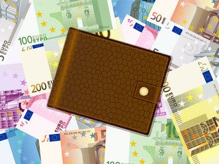 Wall Mural - wallet on euros background