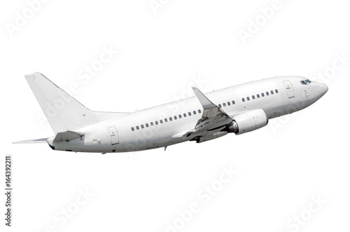 Plakat Biały samolot latający na białym tle