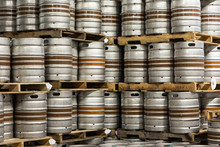Beer Kegs In Warehouse