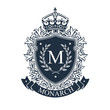Coat of arms. Heraldic royal emblem shield with crown and laurel wreath. Heraldic vector template.