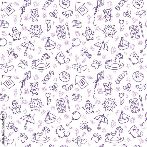 Seamless Pattern For Cute Little Boys And Girls Hand Drawn