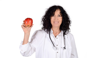 Wall Mural - Female doctor with an apple.